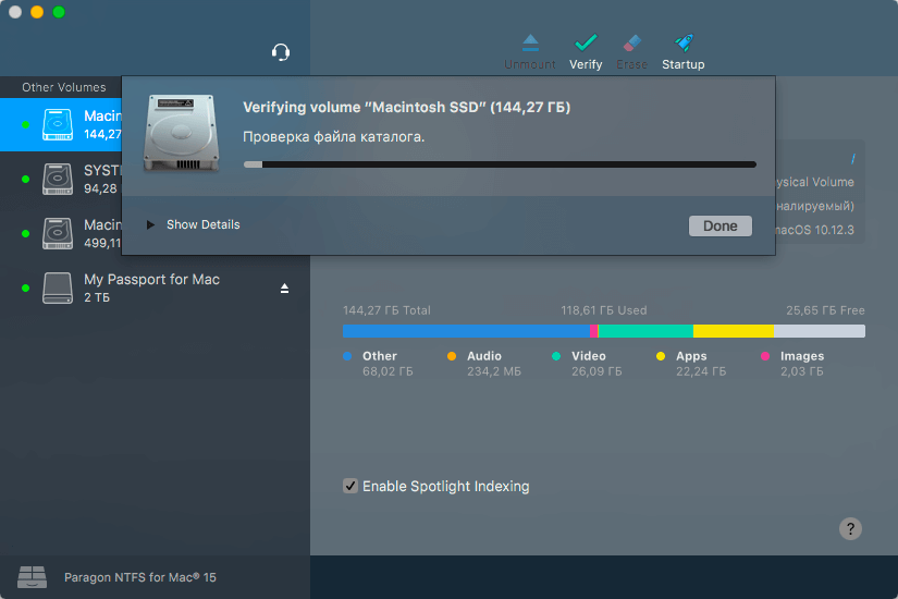 tuxera ntfs checking hd from the terminal